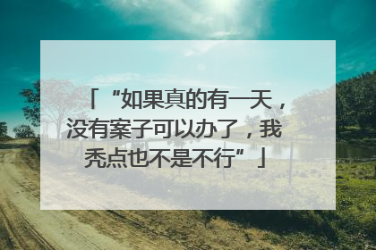 “如果真的有一天，没有案子可以办了，我秃点也不是不行”
