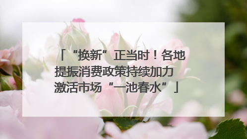 “换新”正当时！各地提振消费政策持续加力 激活市场“一池春水”