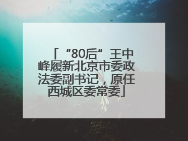 “80后”王中峰履新北京市委政法委副书记，原任西城区委常委