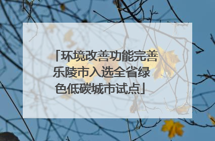 环境改善功能完善 乐陵市入选全省绿色低碳城市试点
