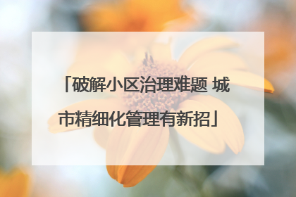破解小区治理难题 城市精细化管理有新招
