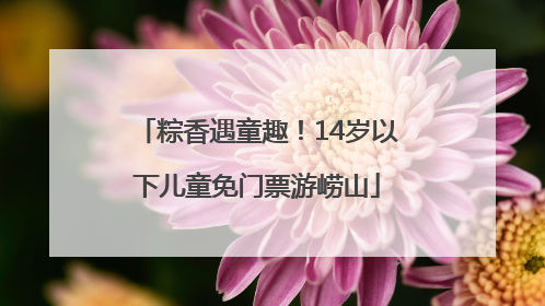 粽香遇童趣！14岁以下儿童免门票游崂山
