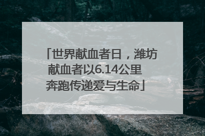 世界献血者日，潍坊献血者以6.14公里奔跑传递爱与生命