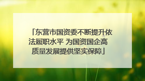 东营市国资委不断提升依法履职水平 为国资国企高质量发展提供坚实保障