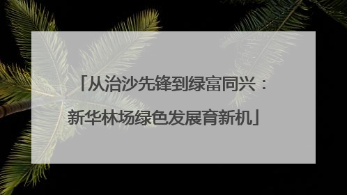 从治沙先锋到绿富同兴：新华林场绿色发展育新机