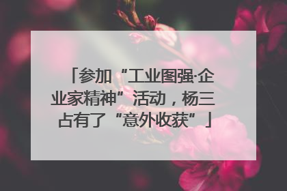 参加“工业图强·企业家精神”活动，杨三占有了“意外收获”