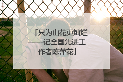 只为山花更灿烂——记全国先进工作者陈萍花