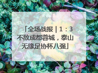 全场战报｜1：3不敌成都蓉城，泰山无缘足协杯八强