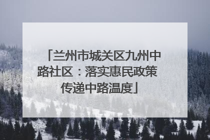 兰州市城关区九州中路社区：落实惠民政策 传递中路温度