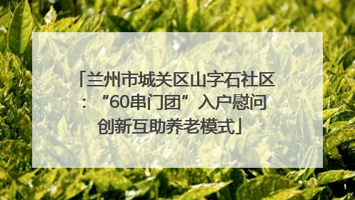 兰州市城关区山字石社区：“60串门团”入户慰问 创新互助养老模式