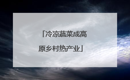 冷凉蔬菜成高原乡村热产业