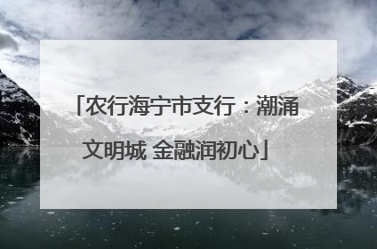 农行海宁市支行：潮涌文明城 金融润初心