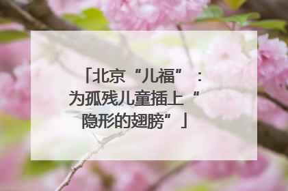 北京“儿福”：为孤残儿童插上“隐形的翅膀”