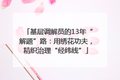 基层调解员的13年“解题”路：用绣花功夫，精织治理“经纬线”