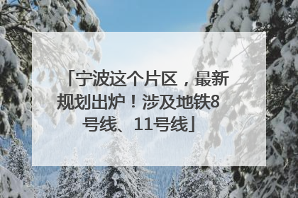 宁波这个片区，最新规划出炉！涉及地铁8号线、11号线