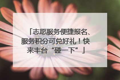 志愿服务便捷报名、服务积分可兑好礼！快来丰台“碰一下”