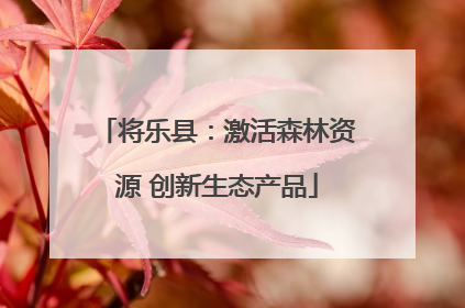 将乐县：激活森林资源 创新生态产品