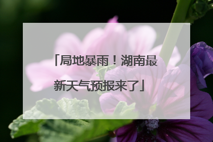 局地暴雨！湖南最新天气预报来了