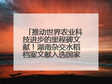 推动世界农业科技进步的里程碑文献！湖南杂交水稻档案文献入选国家级名录