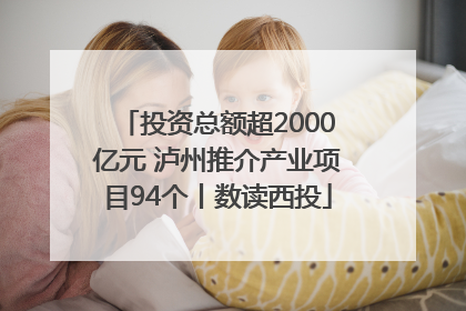 投资总额超2000亿元 泸州推介产业项目94个丨数读西投