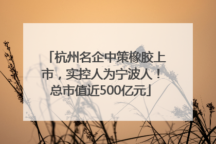 杭州名企中策橡胶上市，实控人为宁波人！总市值近500亿元
