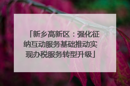 新乡高新区：强化征纳互动服务基础推动实现办税服务转型升级