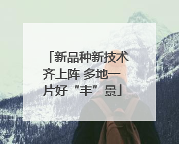 新品种新技术齐上阵 多地一片好“丰”景