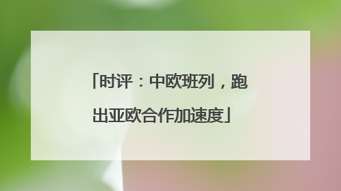时评：中欧班列，跑出亚欧合作加速度