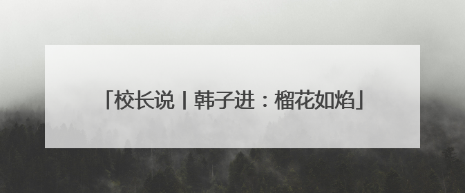 校长说丨韩子进：榴花如焰