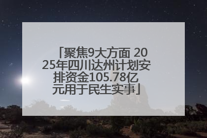 聚焦9大方面 2025年四川达州计划安排资金105.78亿元用于民生实事