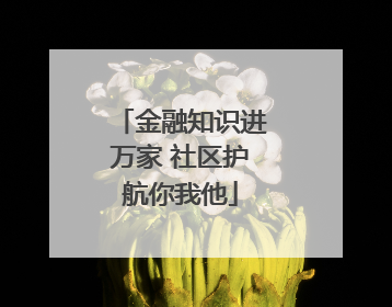 金融知识进万家 社区护航你我他