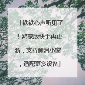 铁铁心声听见了！鸿蒙版快手再更新，支持侧滑小窗，适配更多设备