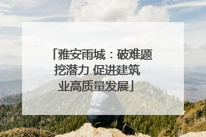 雅安雨城：破难题 挖潜力 促进建筑业高质量发展
