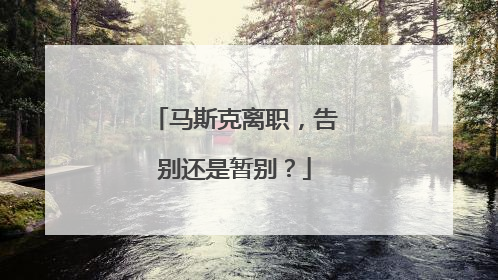 马斯克离职，告别还是暂别？