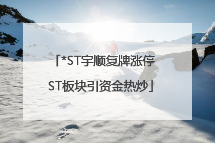 *ST宇顺复牌涨停 ST板块引资金热炒