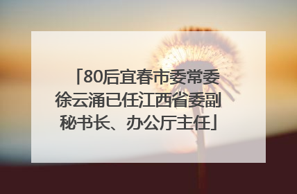 80后宜春市委常委徐云涌已任江西省委副秘书长、办公厅主任