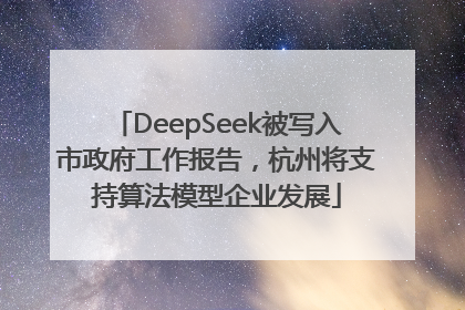 DeepSeek被写入市政府工作报告，杭州将支持算法模型企业发展